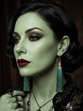 🔮Dark Bohemian Vintage Glamour Silky Tassel Drop Earrings In Peacock Blue